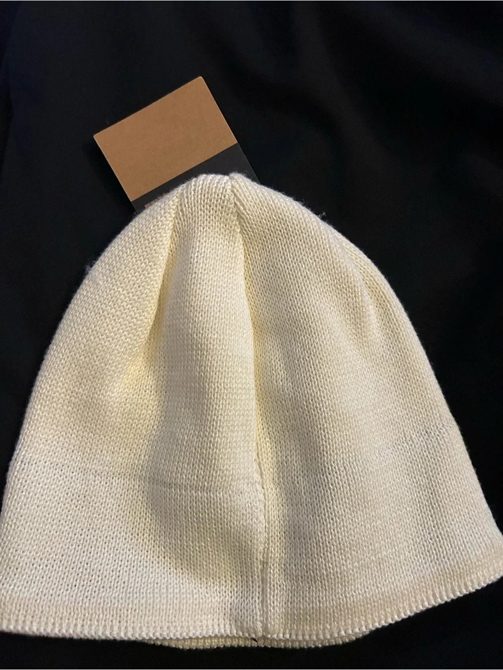 The North Face LIDO Cream Knit Beanie with Black Logo